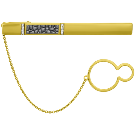 Зажим для галстука с бриллиантами, желтое золото 1