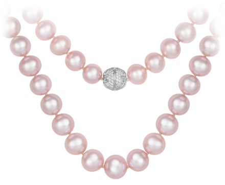 Колье с розовым жемчугом и бриллиантами, белое золото 1