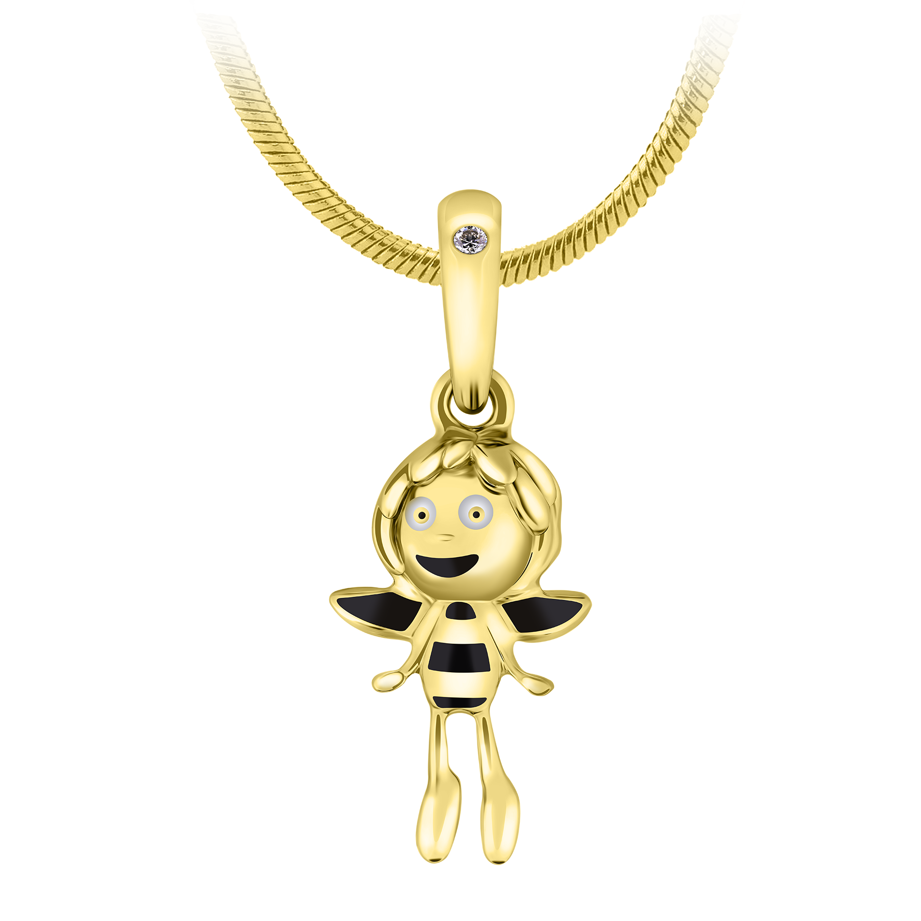 Подвес с бриллиантом, желтое золото, н.керамика