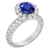 Кольцо с сапфирами и бриллиантами, белое золото