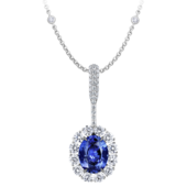 Подвес с сапфирами и бриллиантами, белое золото