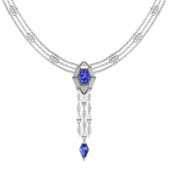 Серьги с бриллиантами и танзанитами, белое золото