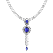 Серьги с бриллиантами и танзанитами, белое золото