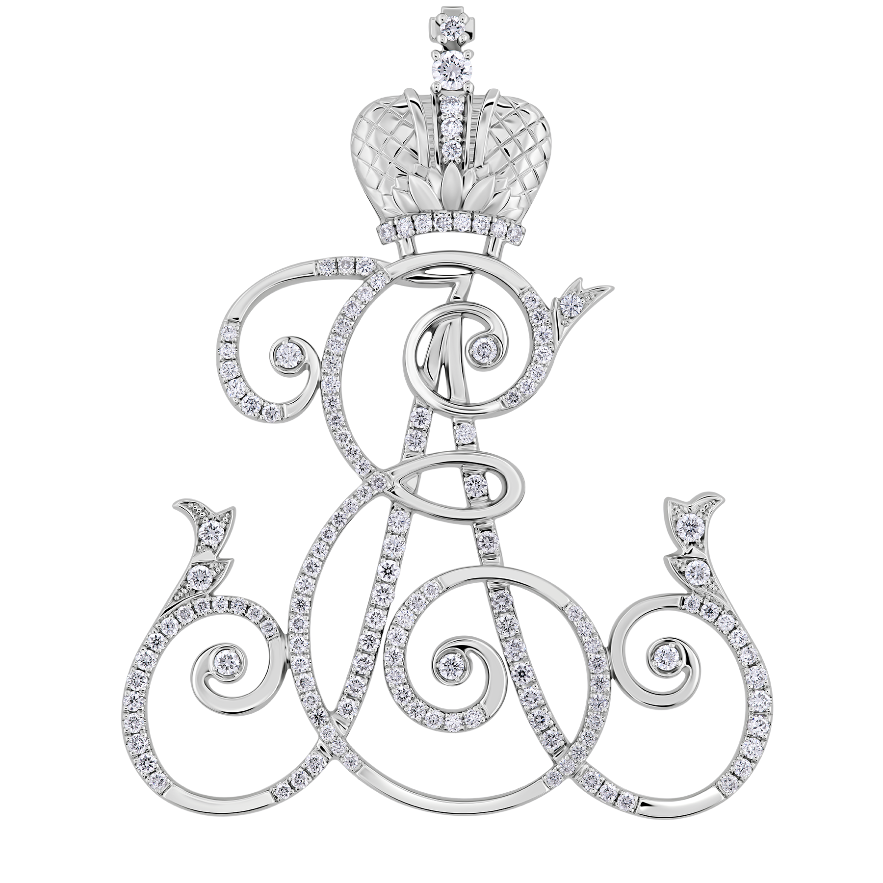 Брошь с бриллиантами, белое золото