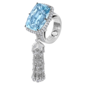 Кольцо с аквамарином и бриллиантами, белое золото