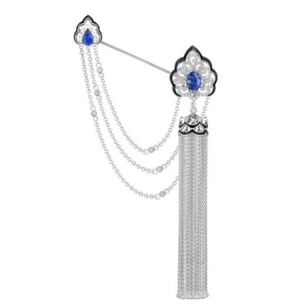 Брошь с сапфирами и с бриллиантами, белое золото, н. керамика 1