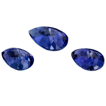 Сет из трёх танзанитов, Груша, 2-10,40ct/ 1-7,04ct 2