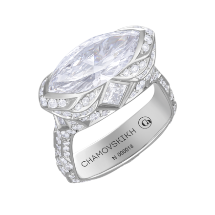 Кольцо с бриллиантами, белое золото 1