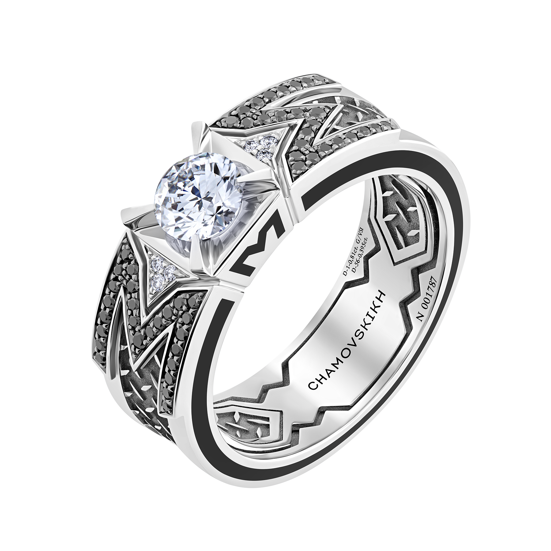 Кольцо с бриллиантами, белое золото, н.керамика
