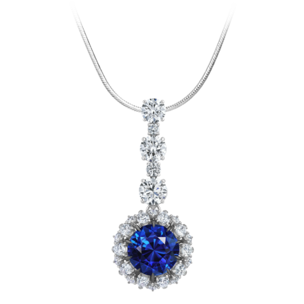 Подвес с сапфиром и бриллиантами, белое золото 1