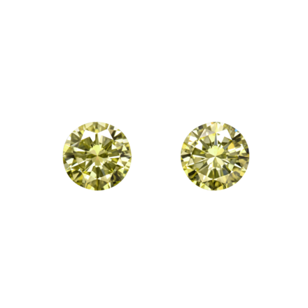 Сет из двух жёлтых бриллиантов, Круг, 1,33ct/ 1,33ct 1