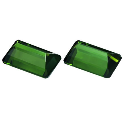 Сет из двух турмалинов верделитов, Октагон, 2 шт.-11,40ct 2