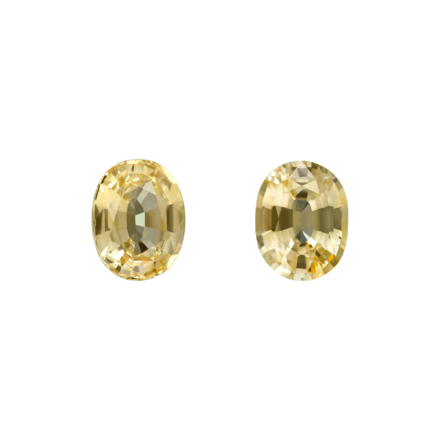 Сет из двух жёлтых сапфиров, SRI LANKA, UNHEATED, Овал, 2,19ct/ 2,18ct 1