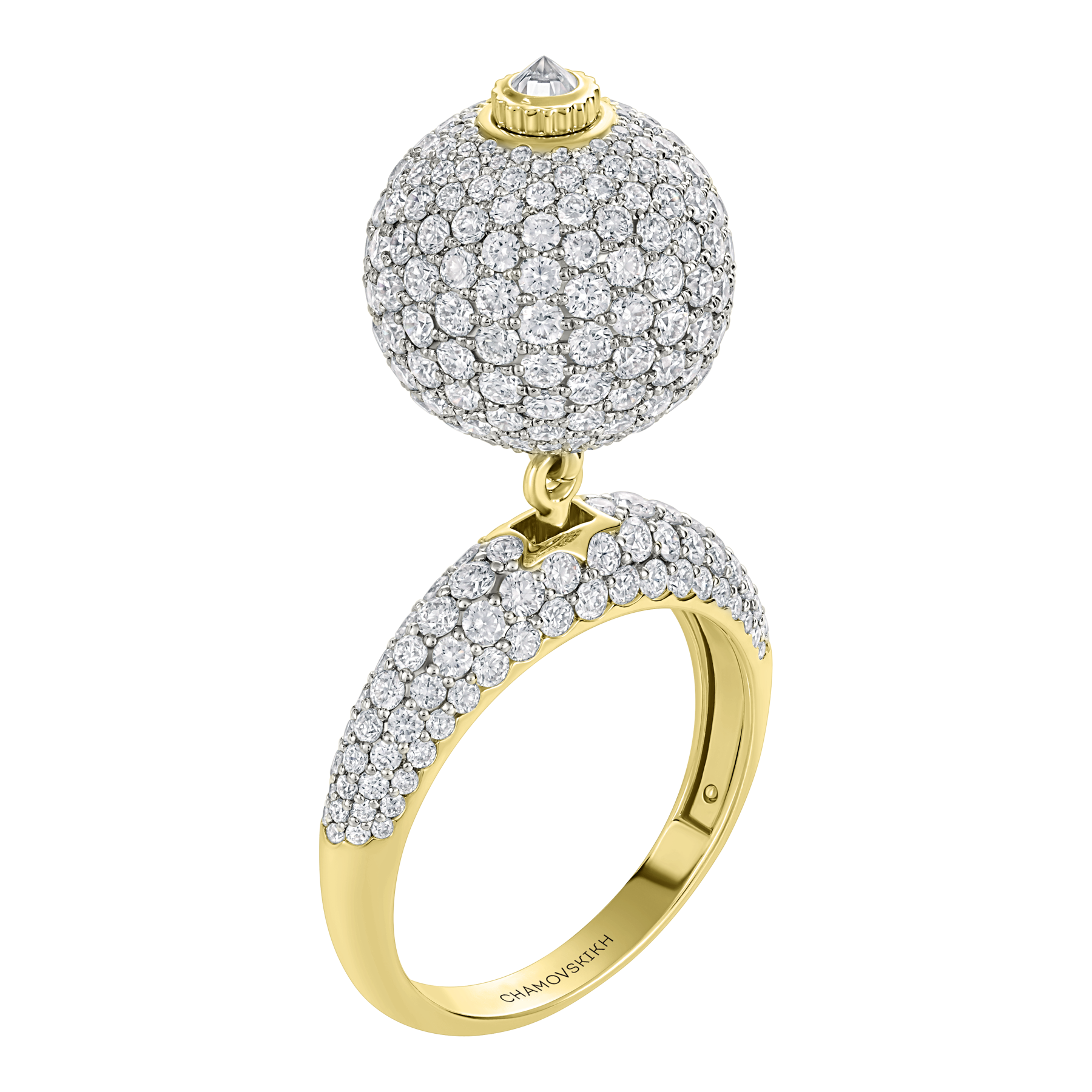 Кольцо с бриллиантами, жёлтое золото