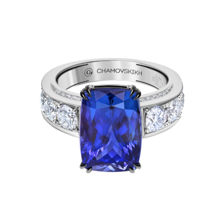 Кольцо с танзанитом и бриллиантами, белое золото 2