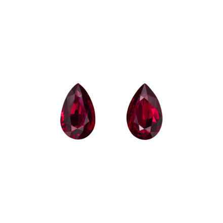 Сет из двух рубинов, MOZAMBIQUE, UNHEATED, Груша 2,37ct/ 2,20ct 1