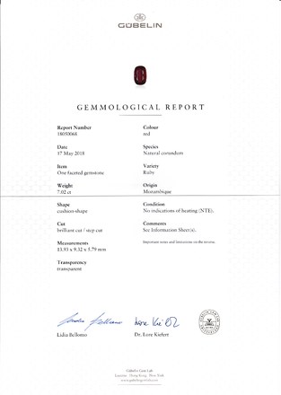 Рубин, MOZAMBIQUE, UNHEATED, Кушон, 7,02ct 3