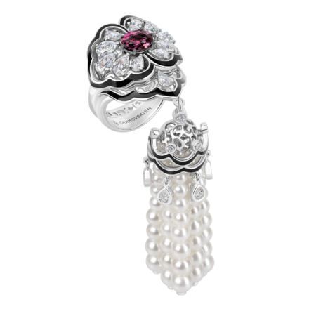 Кольцо с александритом, бриллиантами и жемчугом, белое золото, н.керамика 2