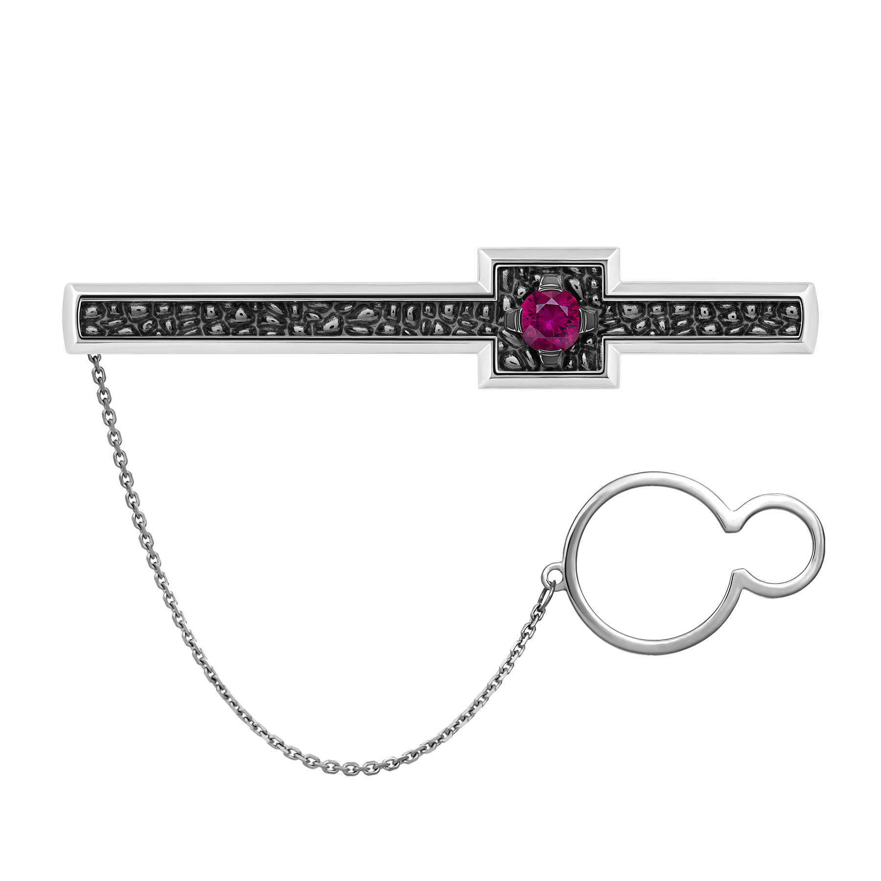 Зажим для галстука с рубином, белое золото