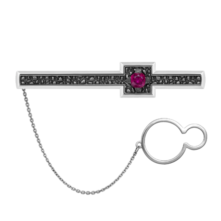 Зажим для галстука с рубином, белое золото 1
