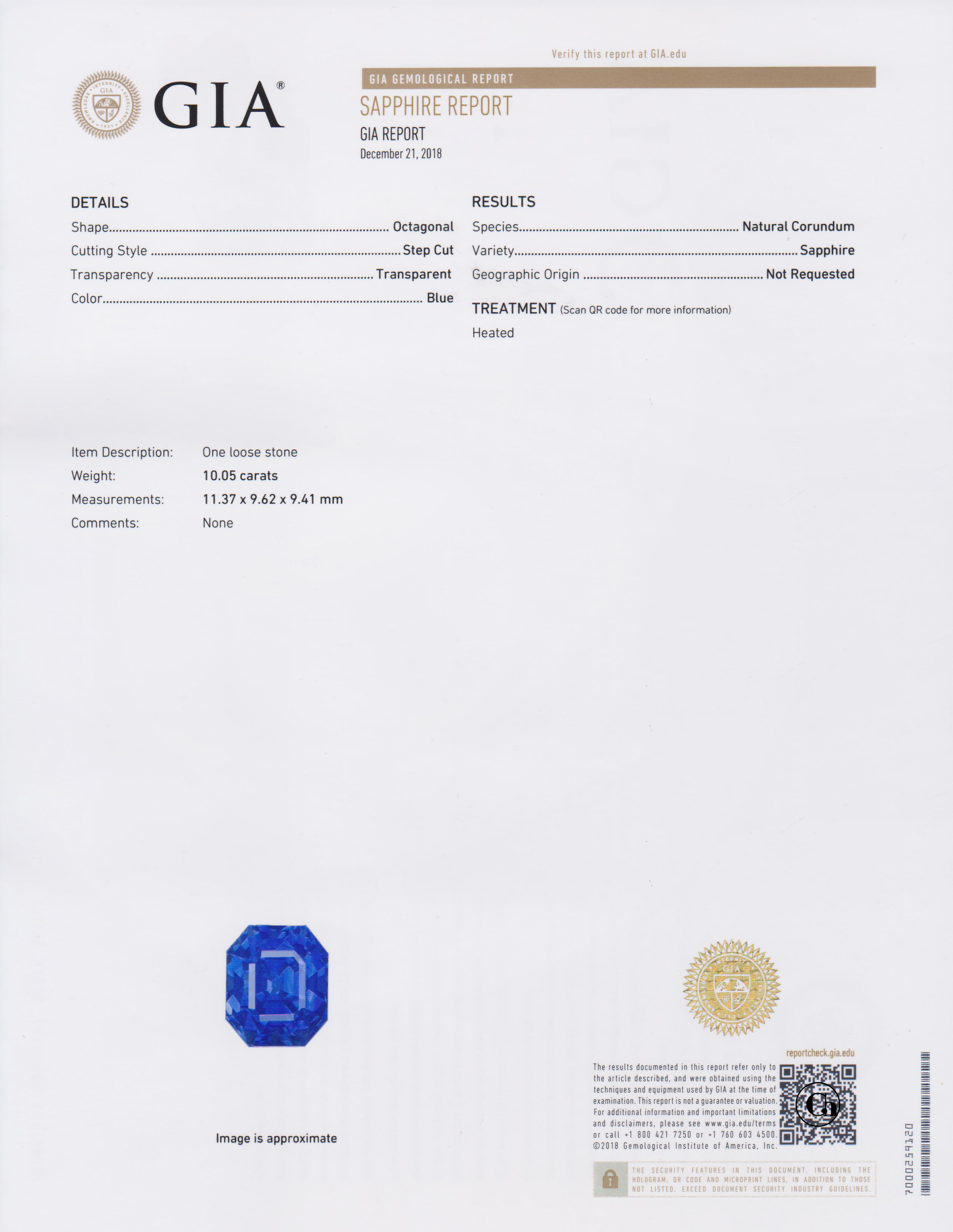 Сапфир, Кушон, 10,05ct