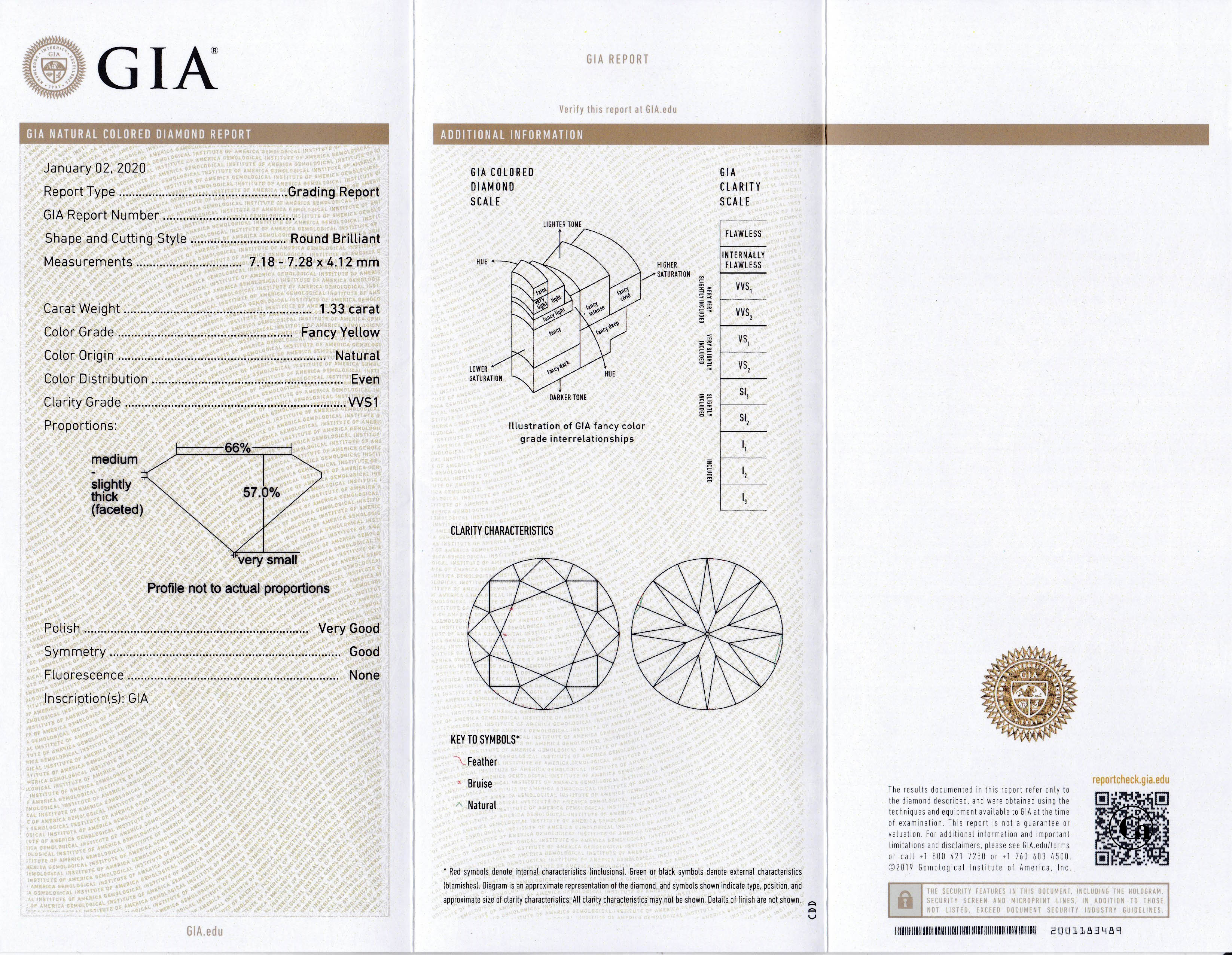 Сет из двух жёлтых бриллиантов, Круг, 1,33ct/ 1,33ct