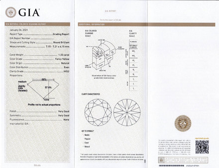 Сет из двух жёлтых бриллиантов, Круг, 1,33ct/ 1,33ct 6
