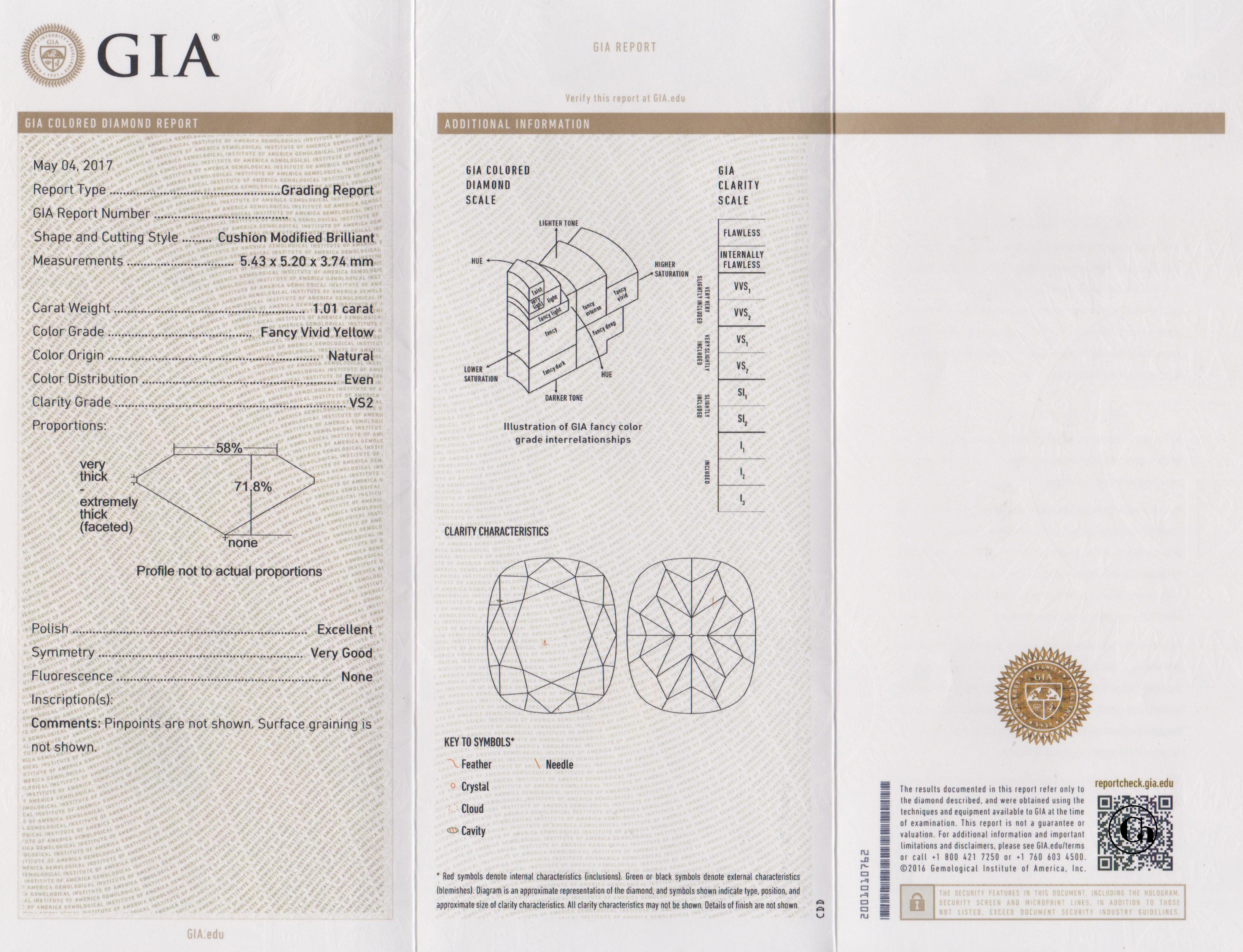 Сет из двух жёлтых бриллиантов, Кушон, 1.01/1.00ct