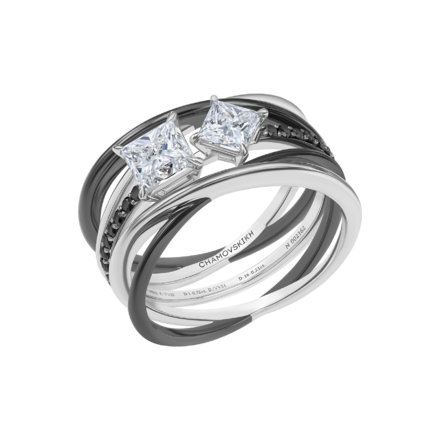 Кольцо с бриллиантами, белое золото 1