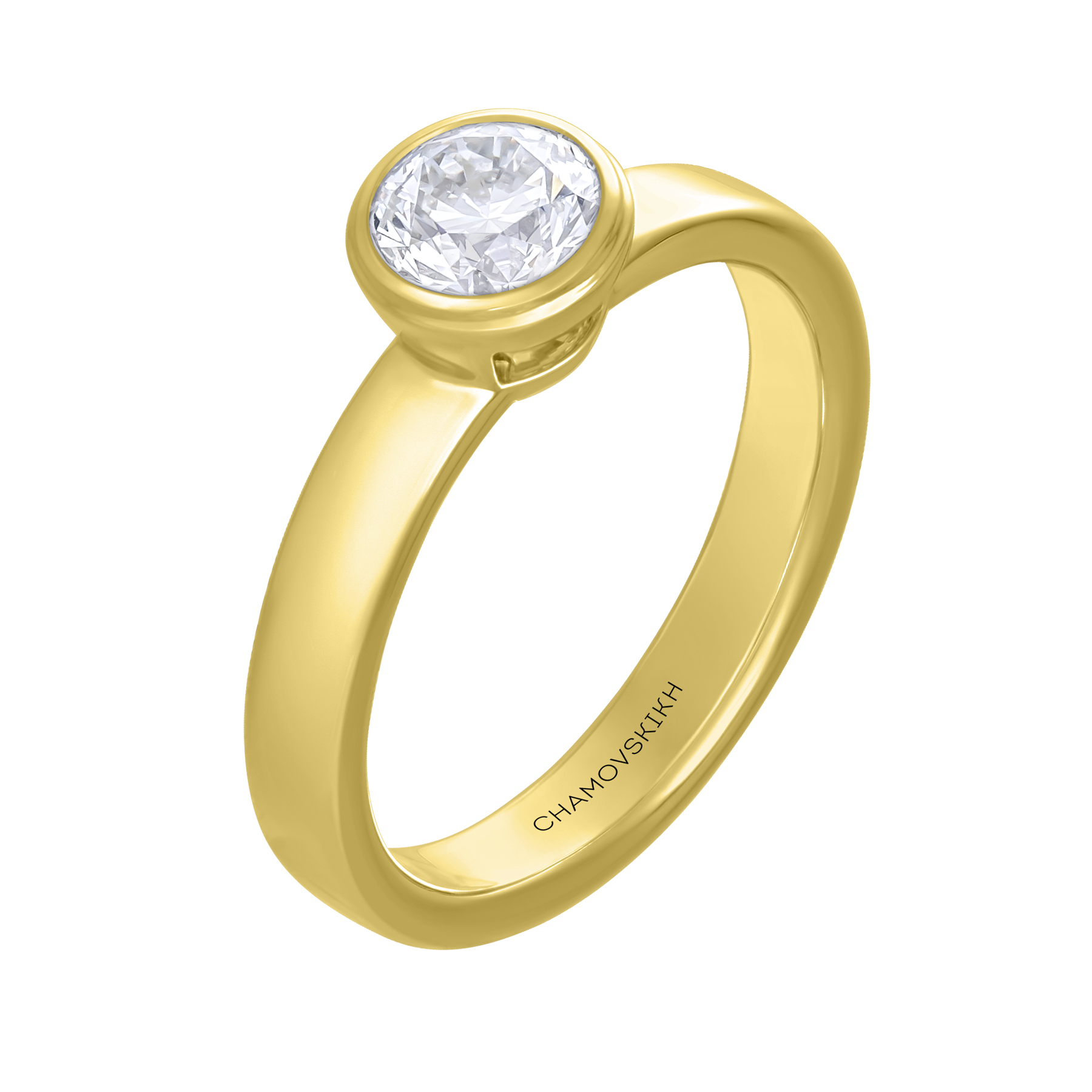 Кольцо с бриллиантом, желтое золото