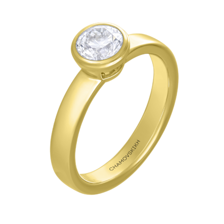 Кольцо с бриллиантом, желтое золото 1