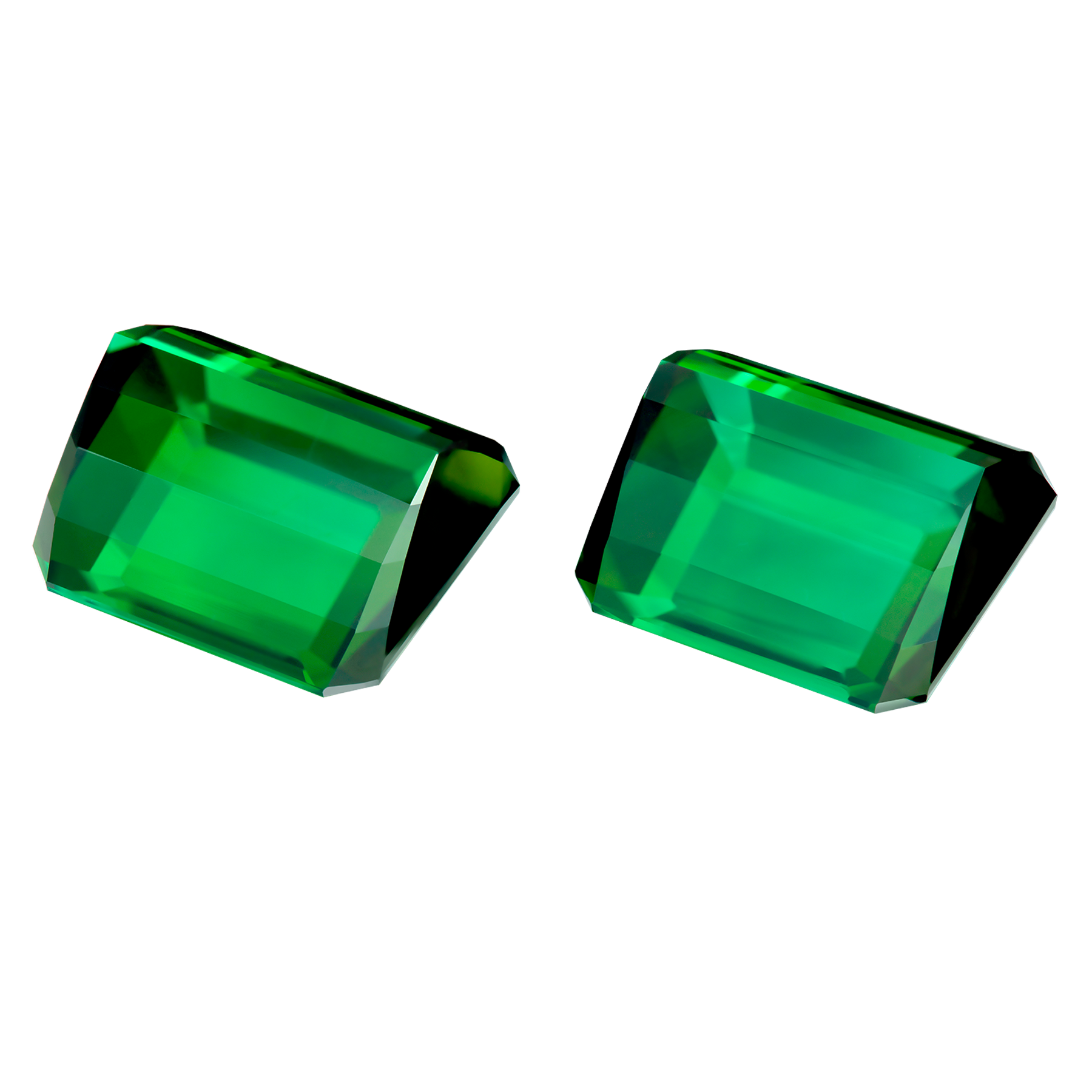 Сет из двух турмалинов верделитов, Октагон, 2 шт. 27,94 ct