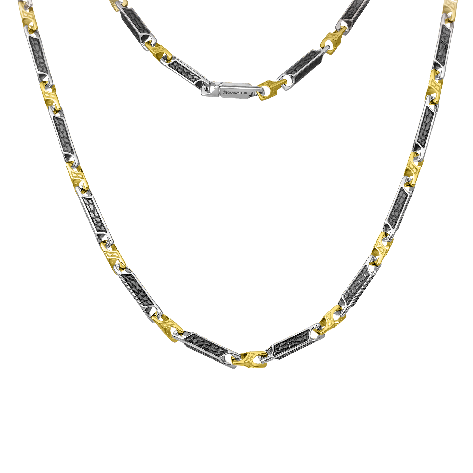 Цепь с бриллиантом, жёлтое и белое золото