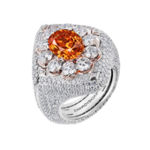 Кольцо со спессартином и бриллиантами, белое золото