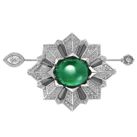 Серьги с изумрудами, бриллиантами и жемчугом, белое золото, н.керамика 4