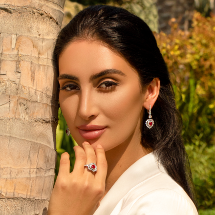 Серьги с рубинами и бриллиантами, белое золото 3