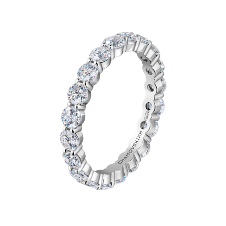 Кольцо с бриллиантами, белое золото 1