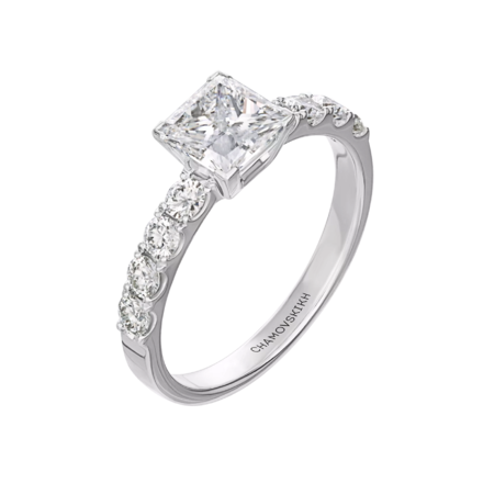 Кольцо с бриллиантами, платина 1