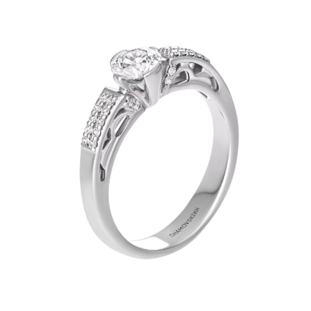 Кольцо с бриллиантами, белое золото 1