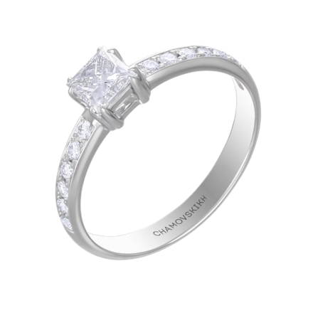 Кольцо с бриллиантами, платина 1