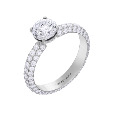 Кольцо с бриллиантами, платина 1