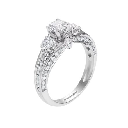 Кольцо с бриллиантами, белое золото 1