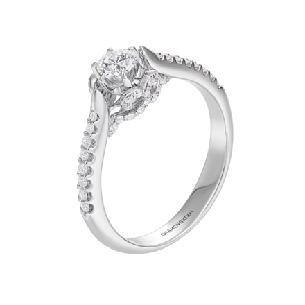 Кольцо с бриллиантами, белое золото 1