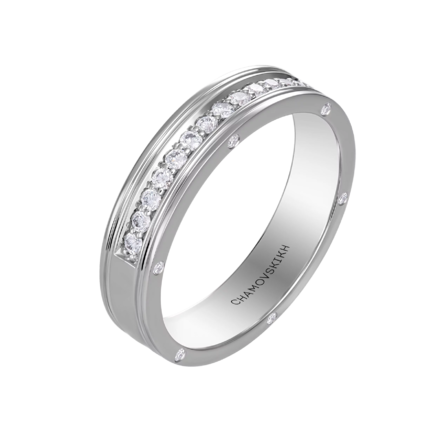 Кольцо с бриллиантами, белое золото 1