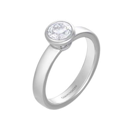 Кольцо с бриллиантом, белое золото 1