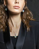 Колье с опалом и бриллиантами, белое золото