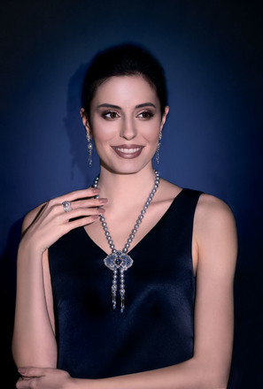 Сет с сапфирами, бриллиантами и жемчугом, белое золото 2