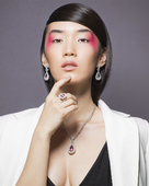 Серьги с морганитами и бриллиантами, белое золото