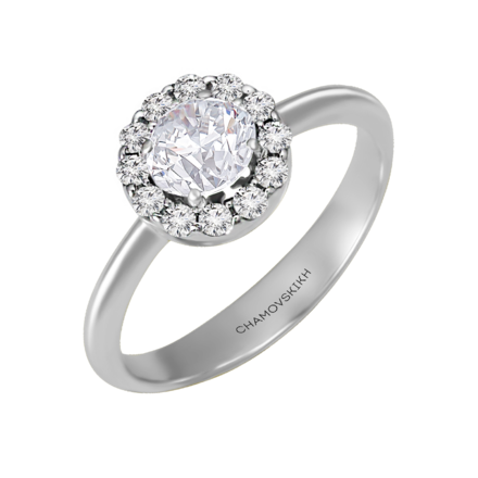 Помолвочное кольцо с бриллиантами, белое золото 1