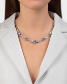 Колье с сапфирами и бриллиантами, белое золото